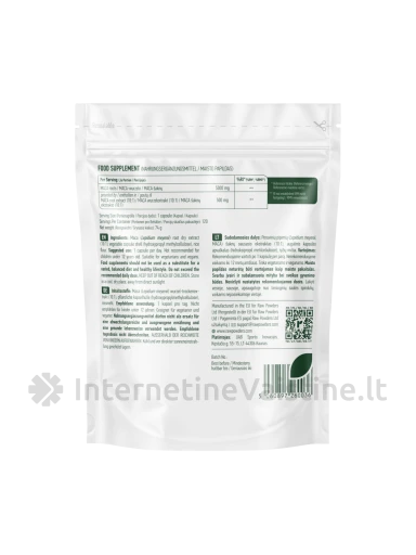 RAW POWDERS, Maca šaknies 10:1 ekstraktas 500 mg kaps., N120 | internetinevaistine.lt
