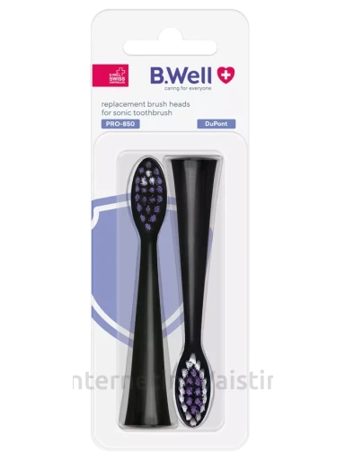 B. WELL dantų šepetėlio galvutės PRO-850, juoda spalva, N2 | internetinevaistine.lt