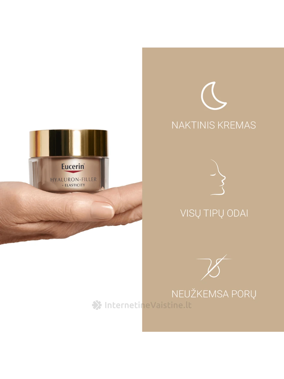 EUCERIN naktinis kremas brandžiai odai Hyaluron-Filler + Elasticity, 50 ml (69678) | internetinevaistine.lt