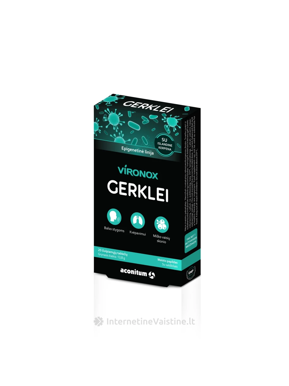 VIRONOX čiulpiamos tabletės GERKLEI,N20, 20 vnt. | internetinevaistine.lt