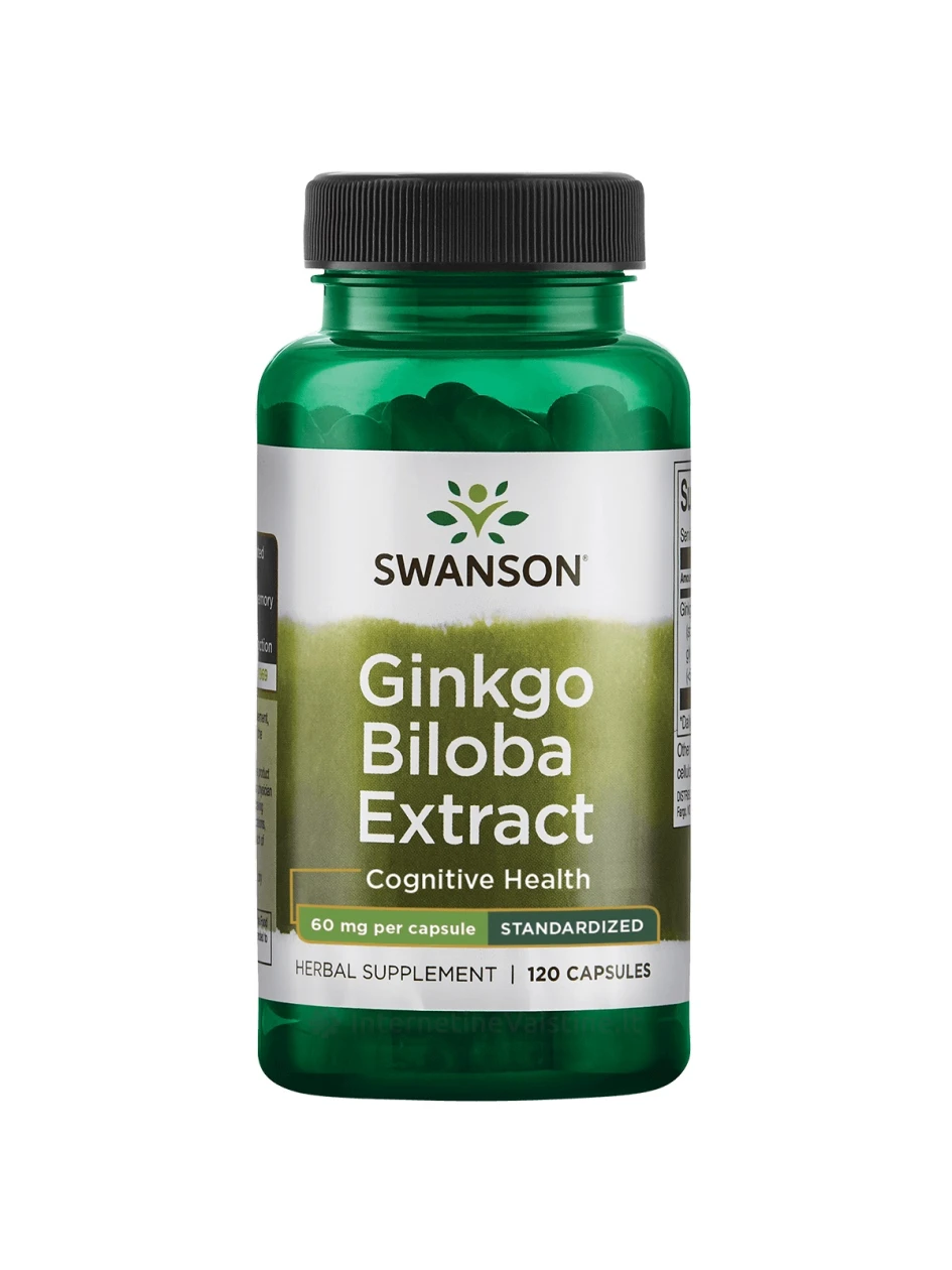 SWANSON, Ginkgo Biloba standartizuotas ekstraktas, 120 kapsulių, N1 | internetinevaistine.lt