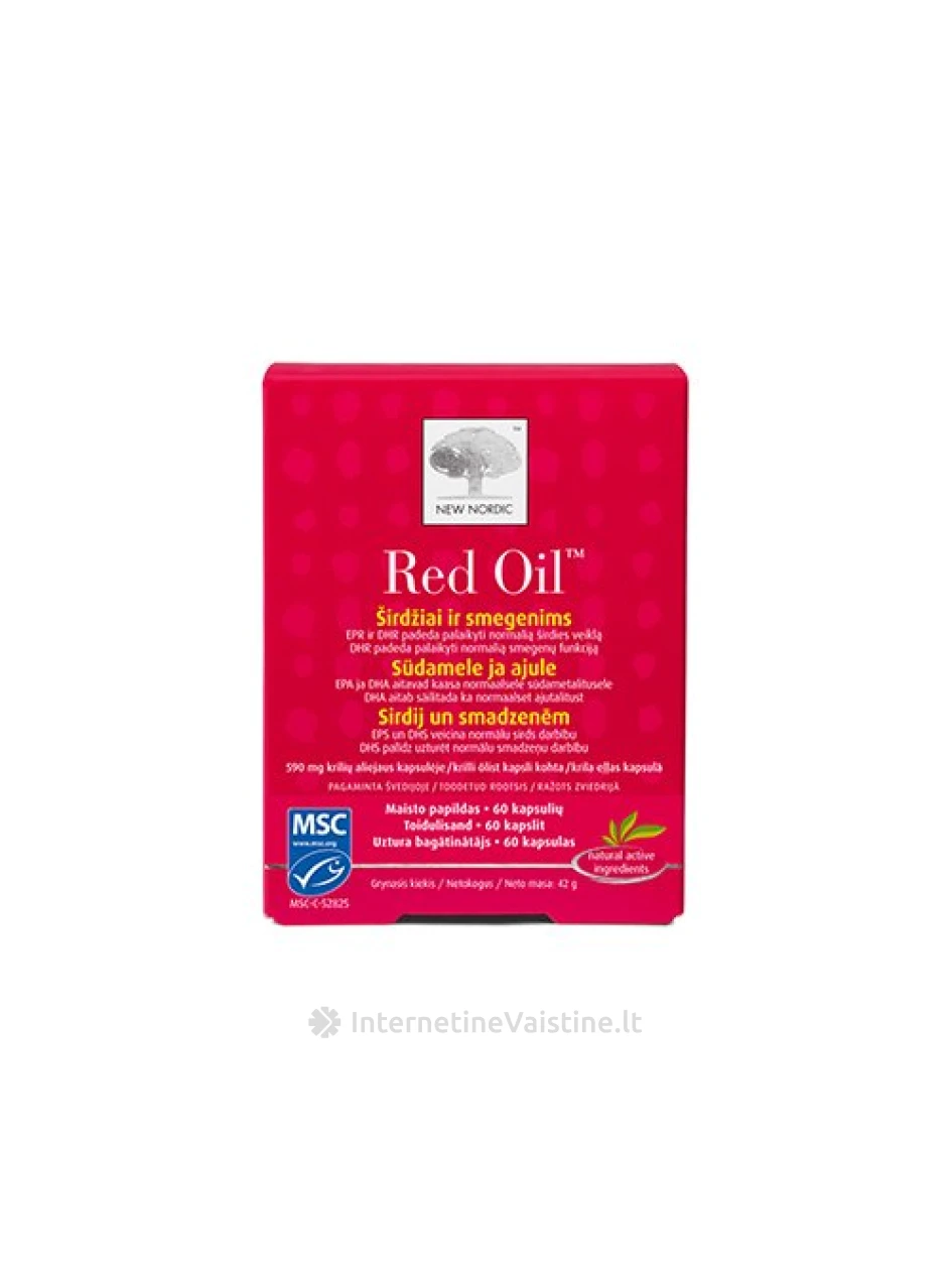 NEW NORDIC RED OIL, krilių taukai, 60 kapsulių | internetinevaistine.lt