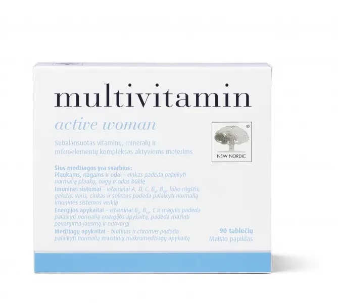 NEW NORDIC maisto papildas MULTIVITAMINAI MOTERIMS, 90 tab.
