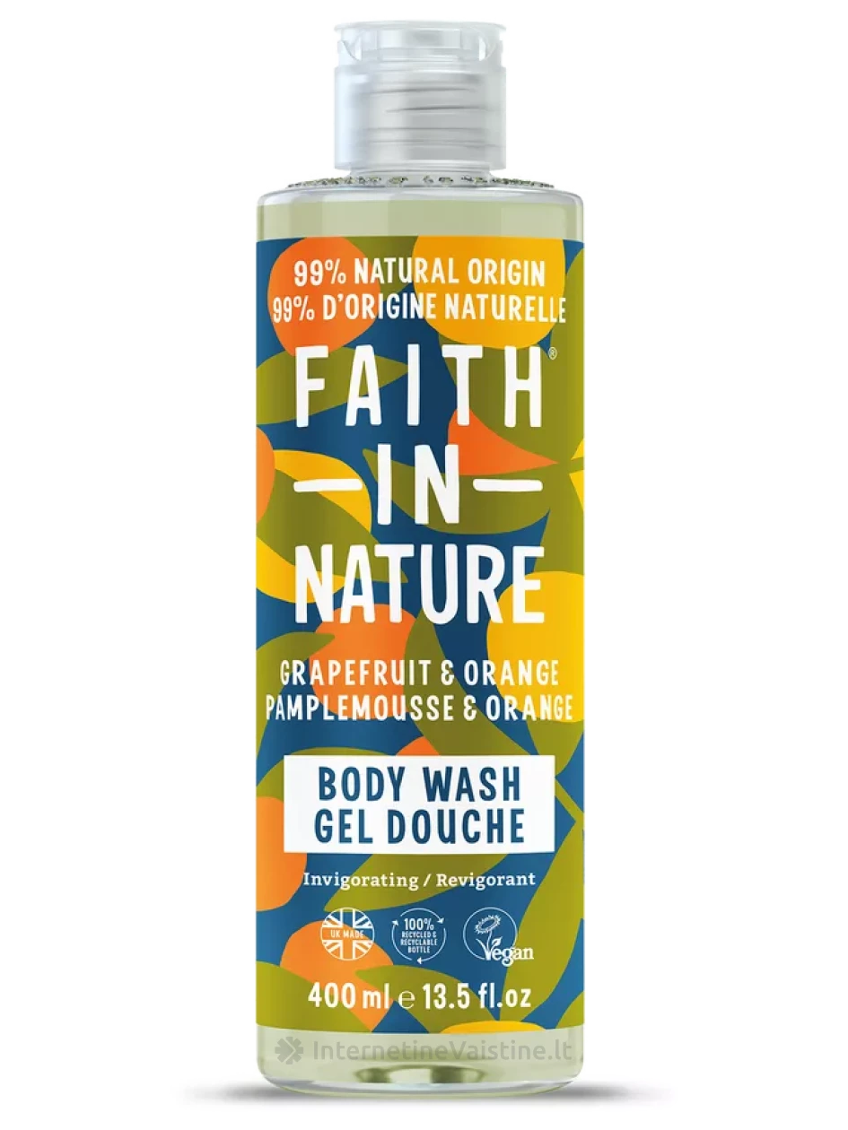 FAITH IN NATURE Grapefruit & Orange dušo gelis, 400 ml ml, Vnt | internetinevaistine.lt