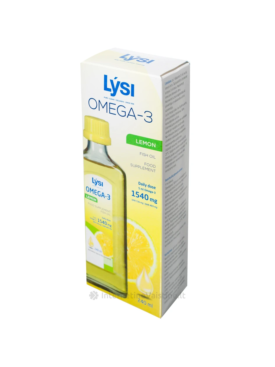 Lysi OMEGA-3 - citrinų skonio žuvų taukai, 240 ml | internetinevaistine.lt