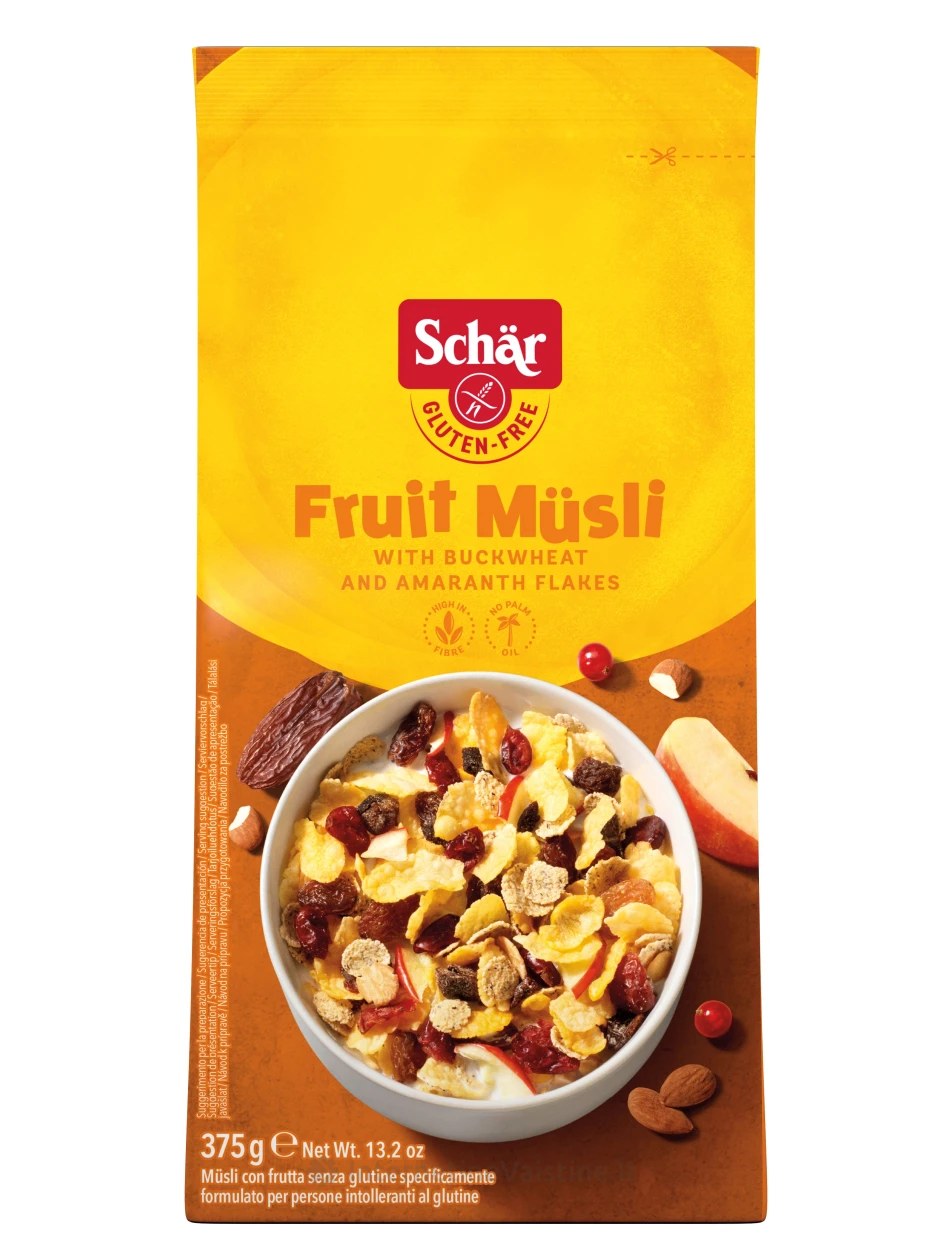 Schär FRUIT MÜSLI - dribsniai be glitimo, 375g | internetinevaistine.lt