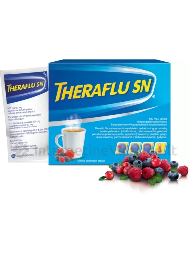 THERAFLU SN 500 mg/30 mg milteliai geriamajam tirpalui N10 | internetinevaistine.lt