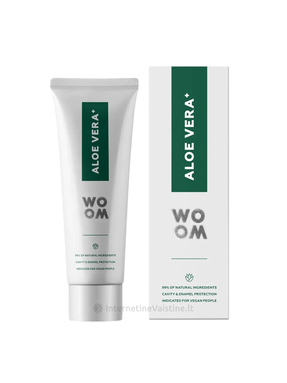 WOOM natūrali balinamoji dantų pasta ALOE VERA+, 75ml, Vnt | internetinevaistine.lt