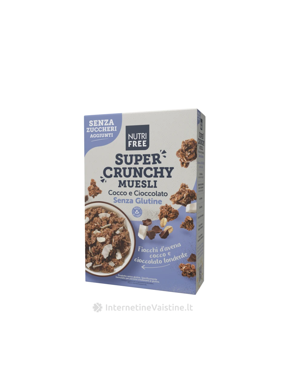 NUTRIFREE SUPER CRUNCHY MUESLI COCCO AND CHOCOLATE - dribsniai be glitimo, 300g | internetinevaistine.lt