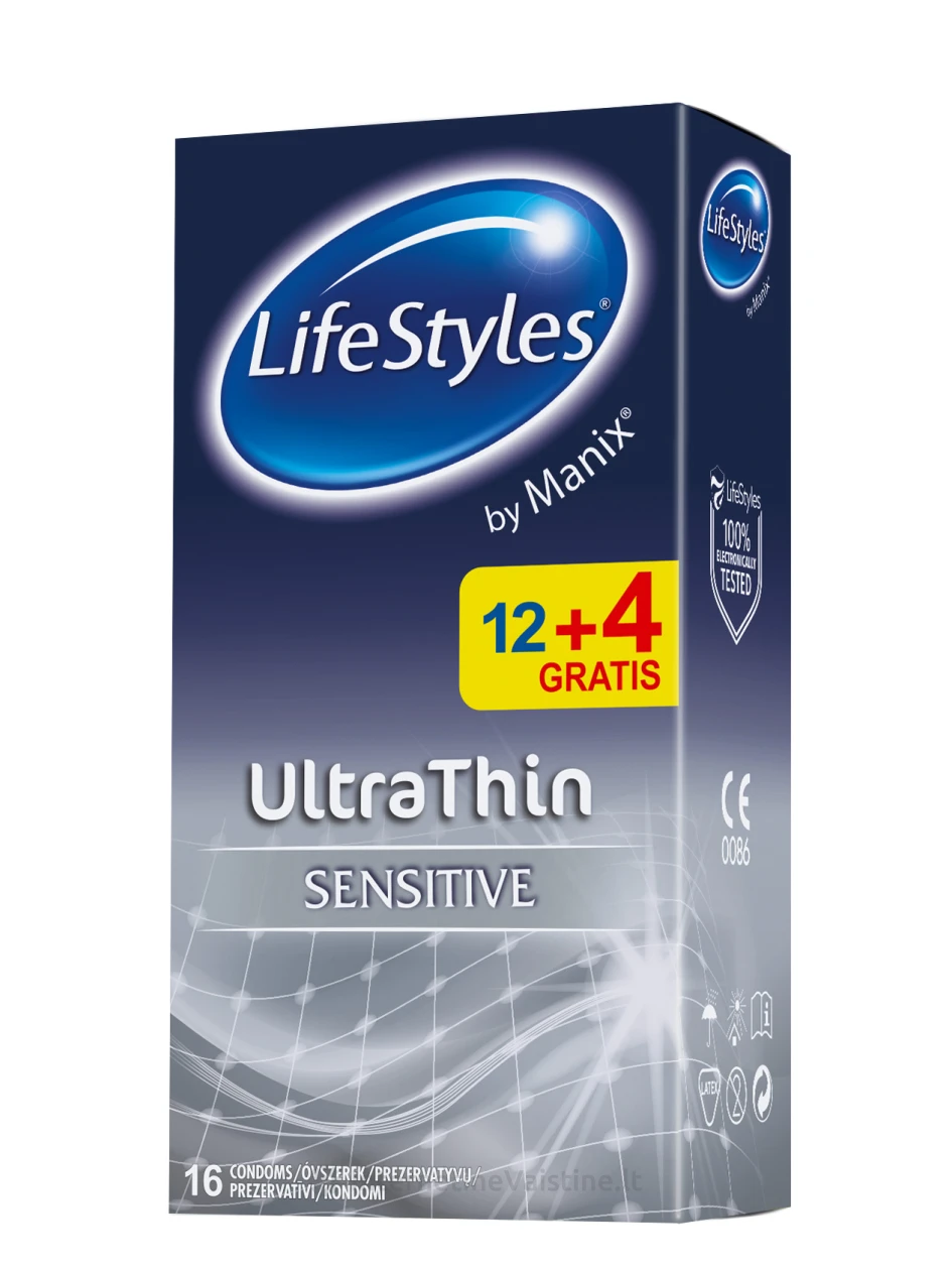 Prezervatyvai LIFESTYLES Ultra Thin, 12 + 4 vnt, 16vnt. | internetinevaistine.lt