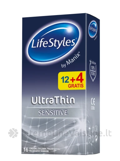 Prezervatyvai LIFESTYLES Ultra Thin, 12 + 4 vnt, 16vnt. | internetinevaistine.lt