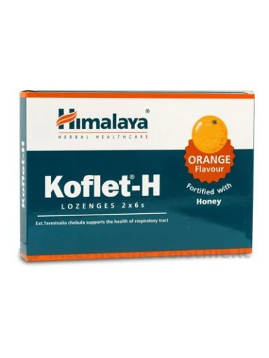 HIMALAYA pastilės gerklės uždegimui mažinti KOFLET H LOZENGES (ORANGE) 12 pastilių, N1 | internetinevaistine.lt
