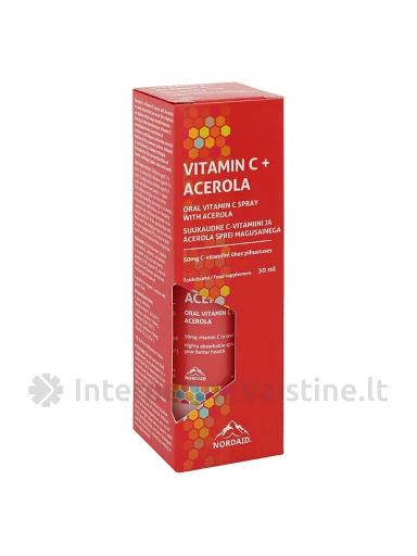 NORDAID Vitaminas C+Acerola, purškiamas vitaminas C, 200 purškimų, 30ml, N1 | internetinevaistine.lt