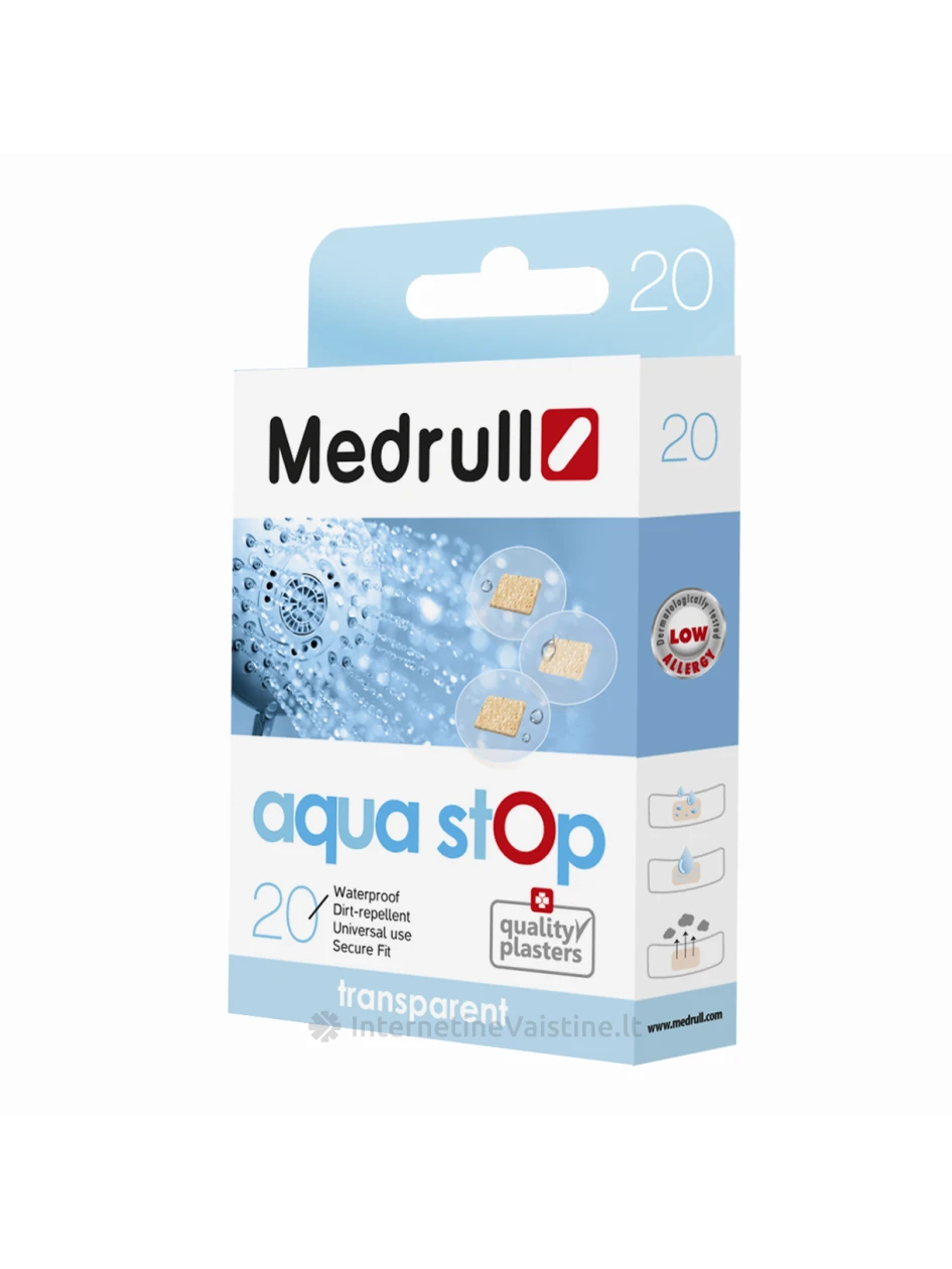 Pleistras (neperšlampamas, permatomas) Aqua Stop D22mm 20 vnt. Medrull | internetinevaistine.lt