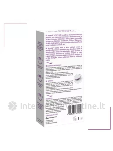 BEOTEBAL blakstienų ir antakių serumas su peptidais LASHES PURE, 3 ml | internetinevaistine.lt