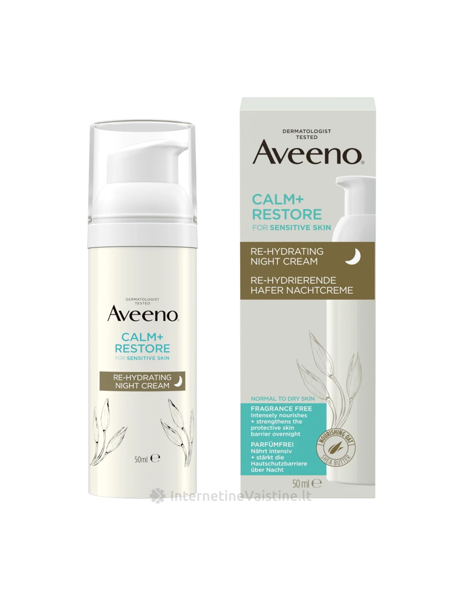 AVEENO Calm & Restore pakartotinai drėkinantis naktinis kremas, 50ml, Vnt | internetinevaistine.lt