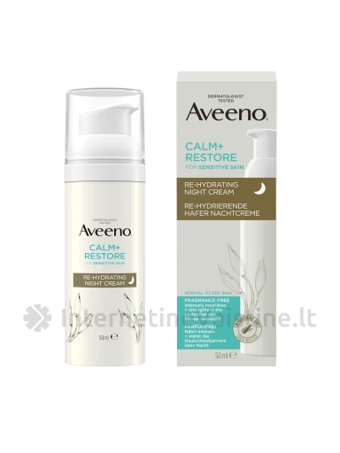 AVEENO Calm & Restore pakartotinai drėkinantis naktinis kremas, 50ml, Vnt | internetinevaistine.lt