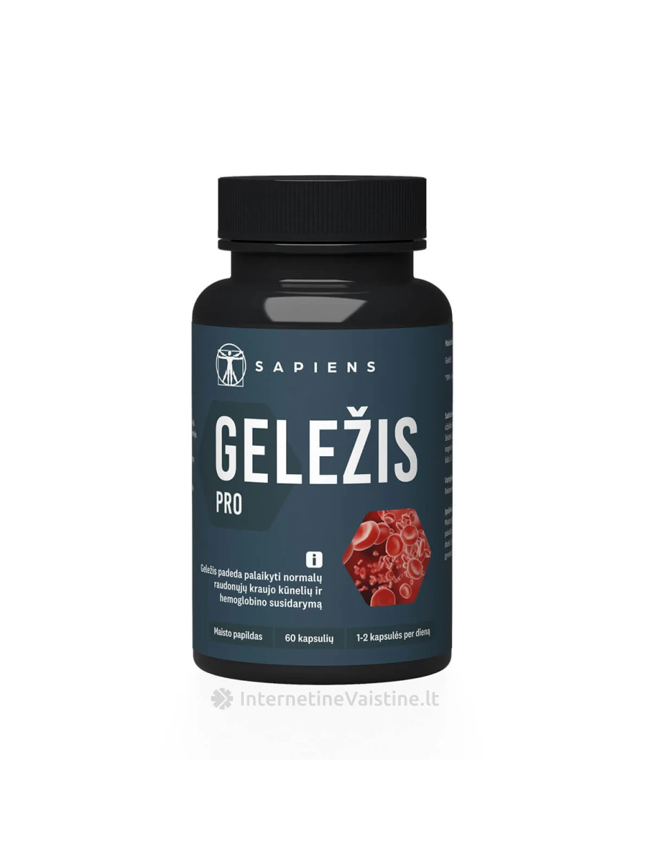 SAPIENS Geležis PRO kaps. N60, 60 vnt. | internetinevaistine.lt