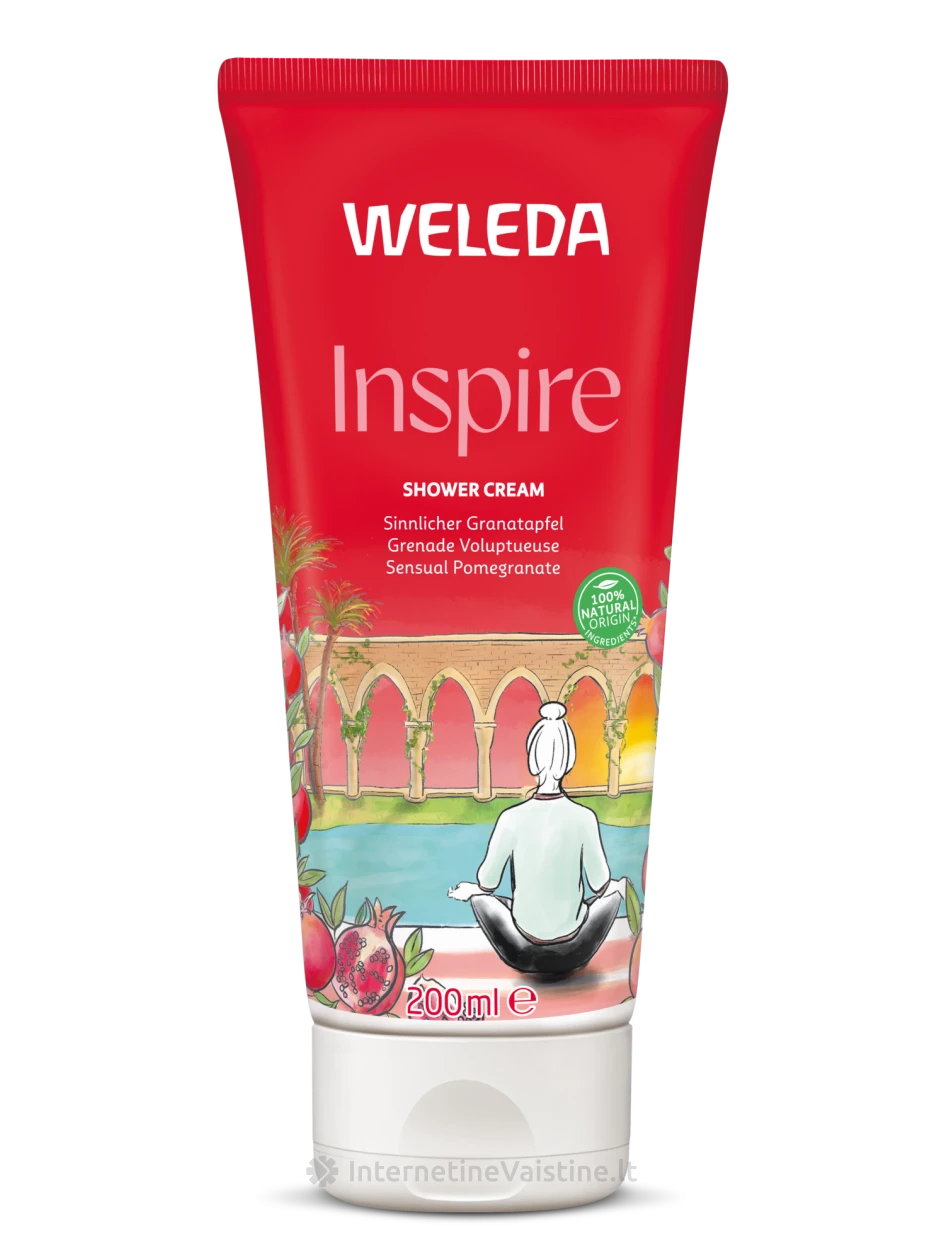 WELEDA Inspire Shower Cream Pomegranate prausiklis kreminis su granatais, 200 ml | internetinevaistine.lt