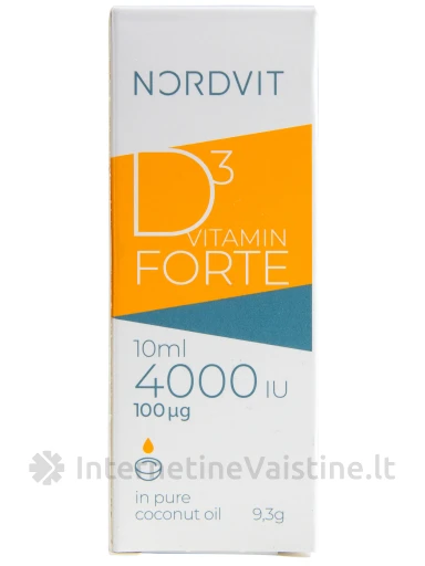 NORDVIT D3 VITAMIN FORTE - vitamino D3 lašai, 10 ml | internetinevaistine.lt