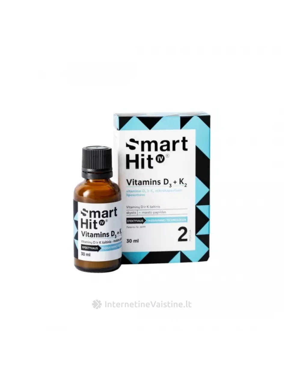 SMARTHIT IV Vitamins D3+K2 skystis., 30 ml, Vnt | internetinevaistine.lt