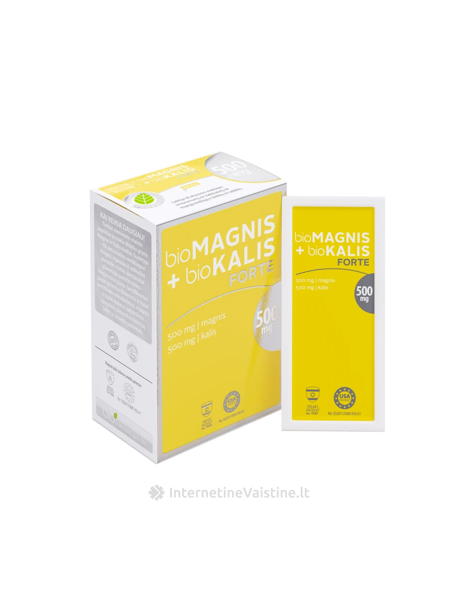bioMAGNIS 500 MG + bioKALIS 500 MG FORTE, 20 pakelių | internetinevaistine.lt