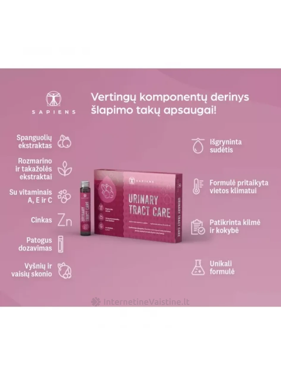 SAPIENS maisto papildas URINARY TRACT CARE, po 25ml N5 ml | internetinevaistine.lt