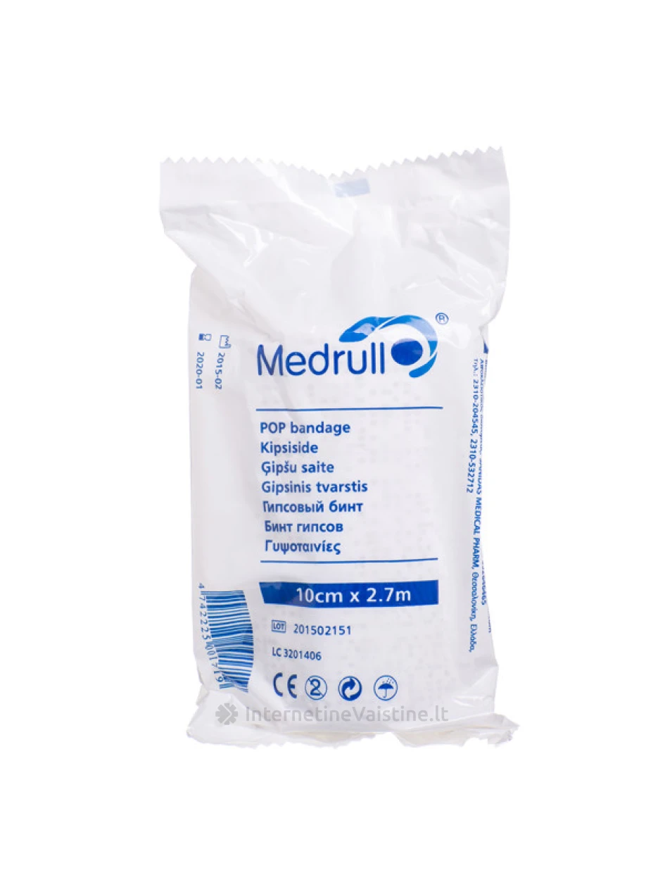 Tvarstis gipsinis MEDRULL 10cmx2,7m, Vnt | internetinevaistine.lt