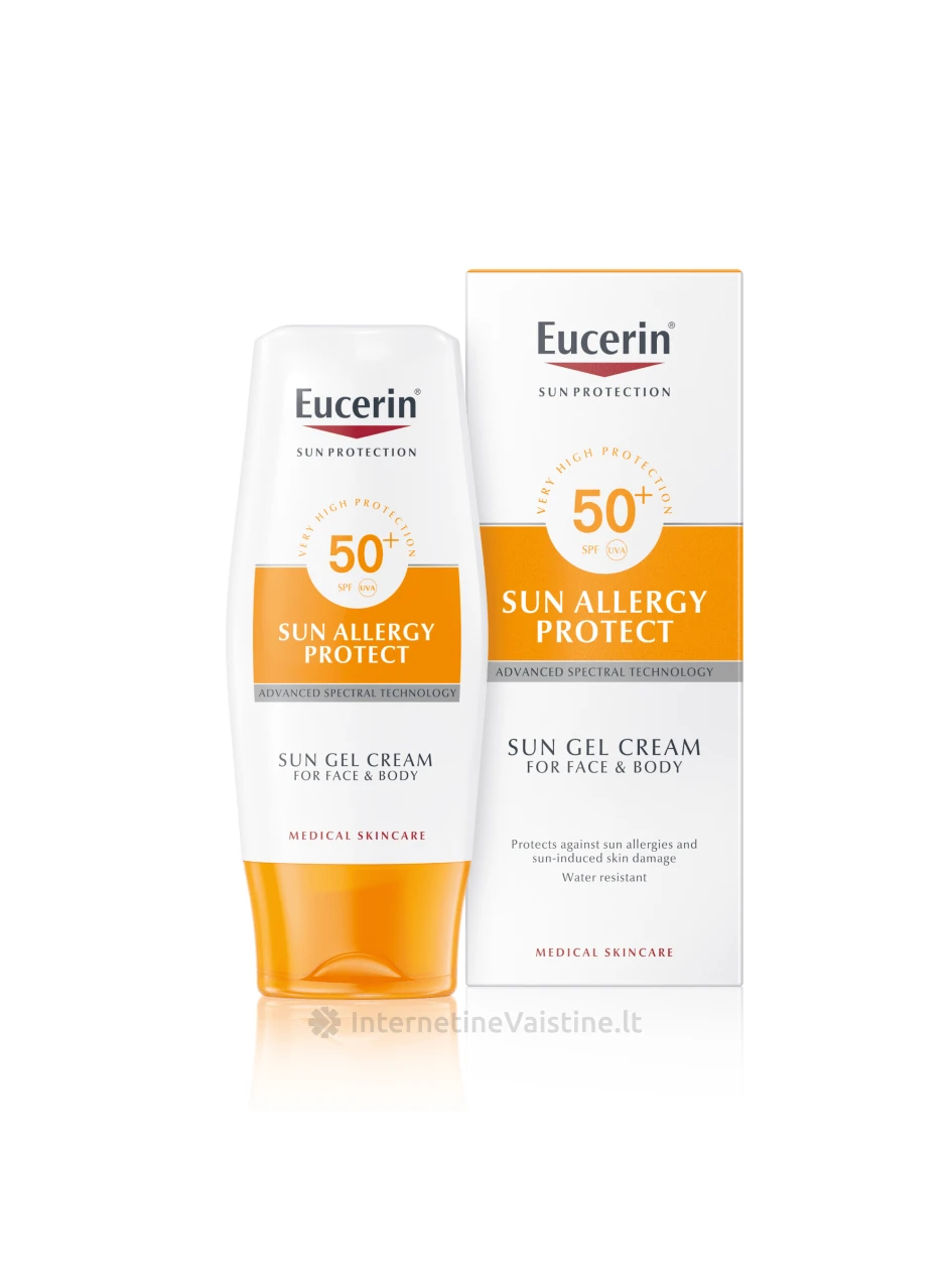 EUCERIN apsaugantis kremas-gelis nuo alergijos saulei, SPF50, 150 ml (63944) | internetinevaistine.lt