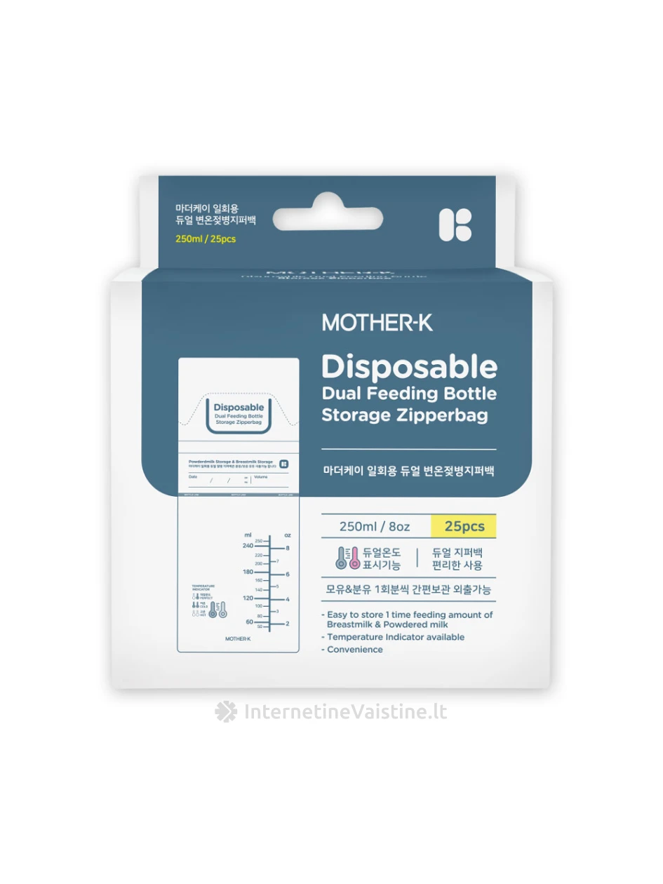 MOTHER-K maišeliai greito paruošimo, vienkartiniai, užsegami, 25 vnt., 25 vnt. | internetinevaistine.lt