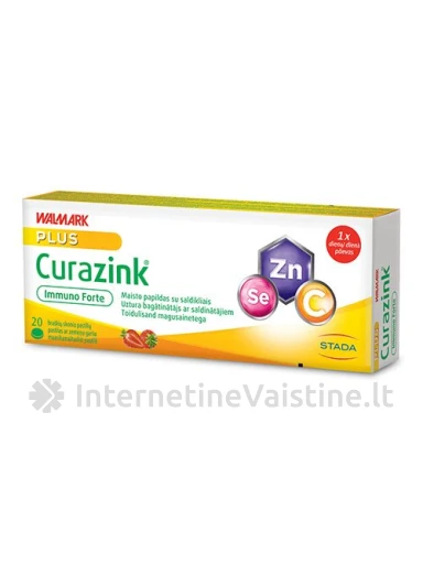 CURAZINK Immuno Forte braškių sk. past. N20, 20 vnt. | internetinevaistine.lt