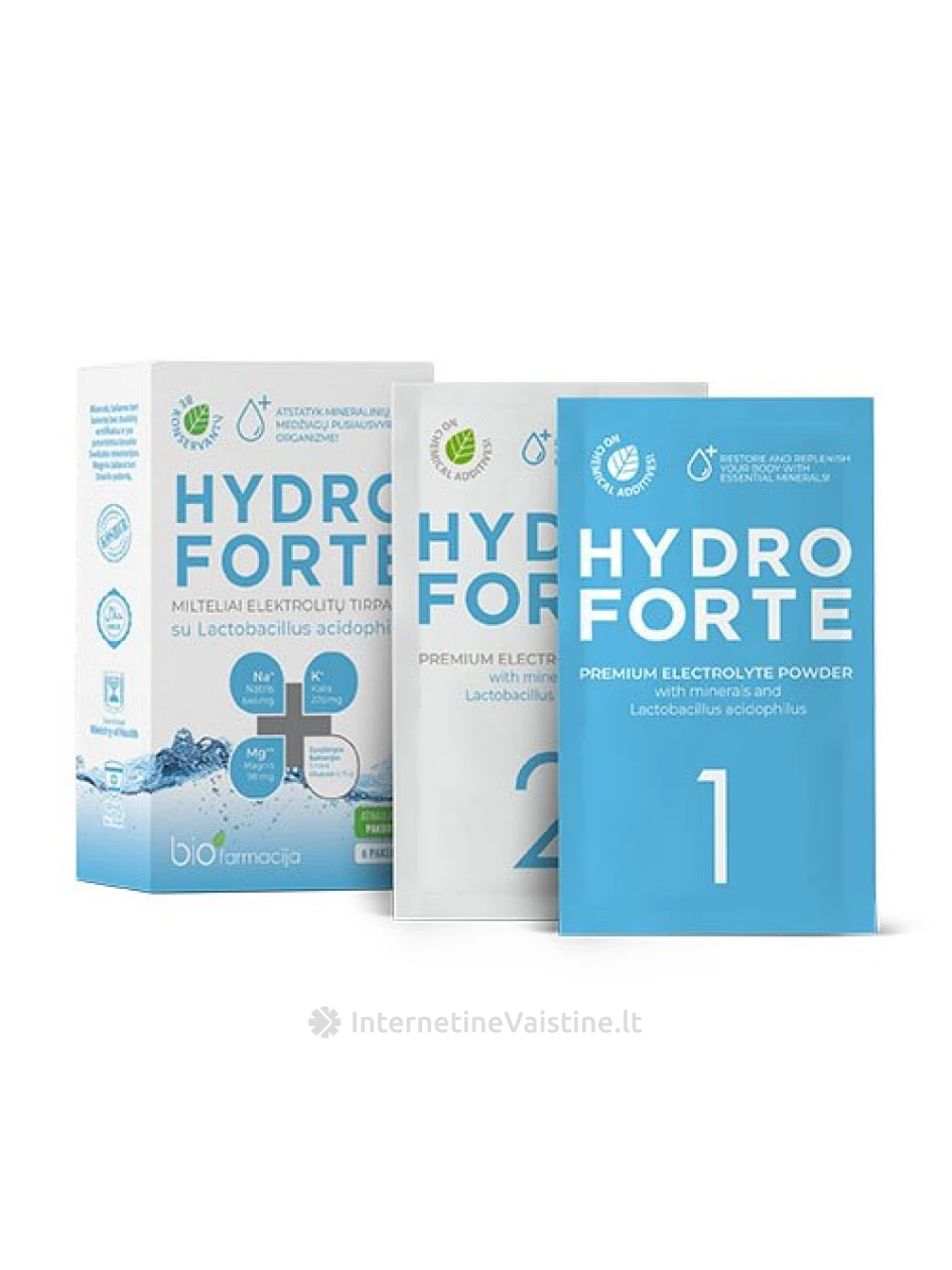 HYDRO FORTE elektrolitų tirp. milt. N6, 6 vnt. | internetinevaistine.lt