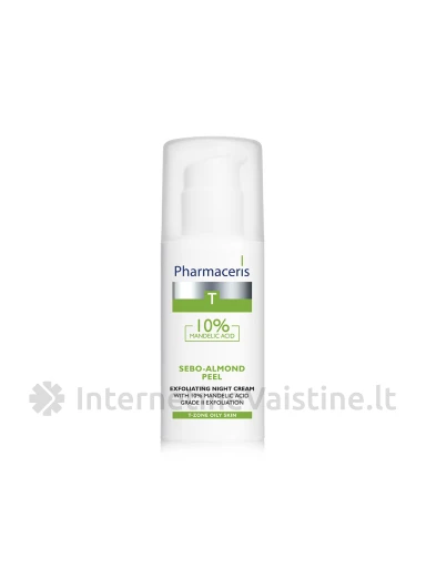 PHARMACERIS T,SEBO-ALMOND 50ml kremas pilingas su migdolų rūgšt., N1 | internetinevaistine.lt
