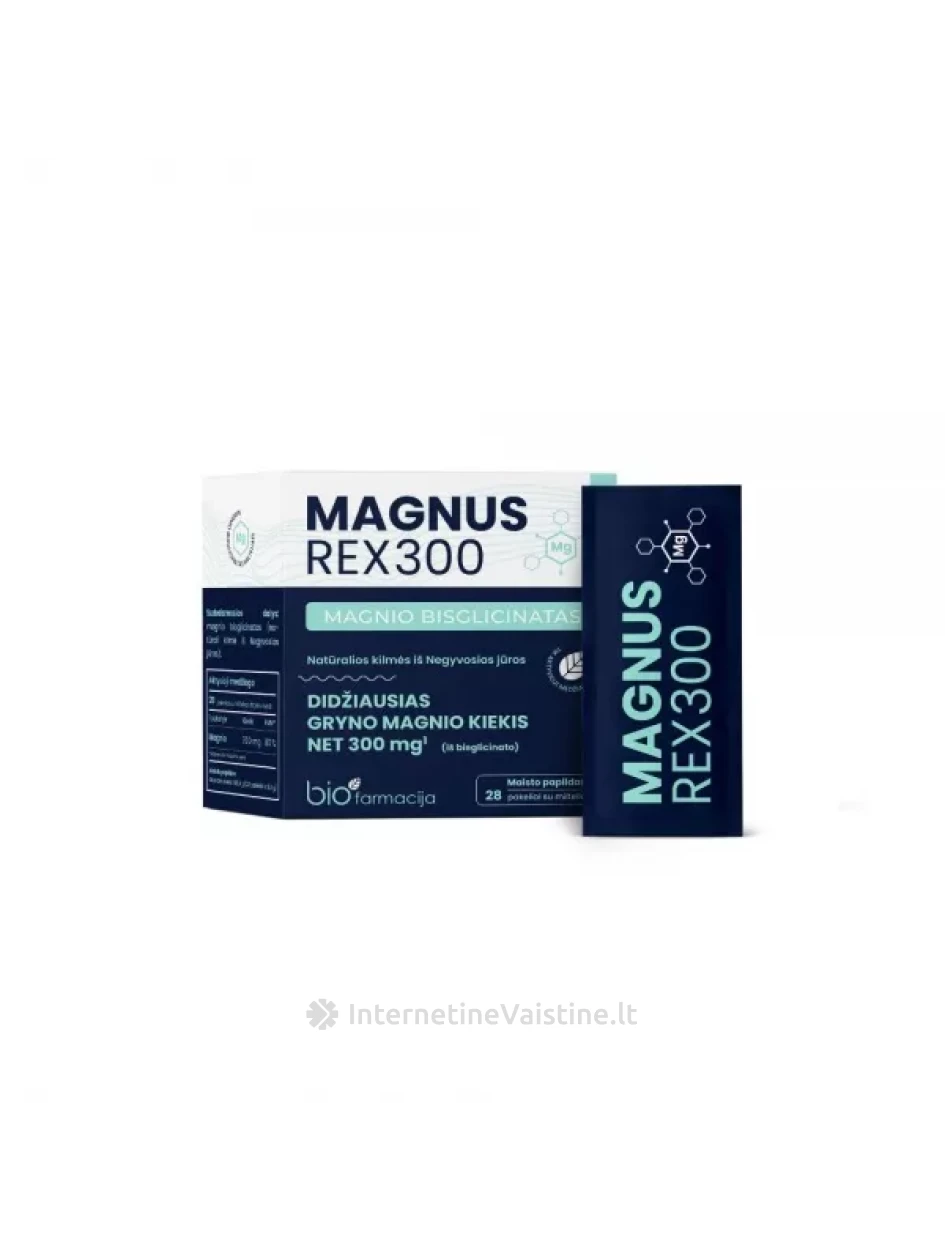 BIOFARMACIJA maisto papildas MAGNUS REX 300, bisglicinatas, 28 pak | internetinevaistine.lt