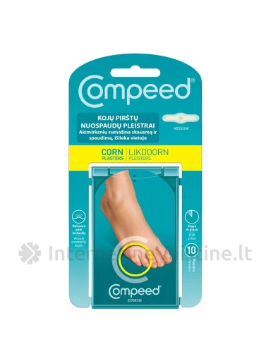 Compeed Kojų pirštų nuospaudų pleistrai, vidutinio dydžio, 10 vnt | internetinevaistine.lt
