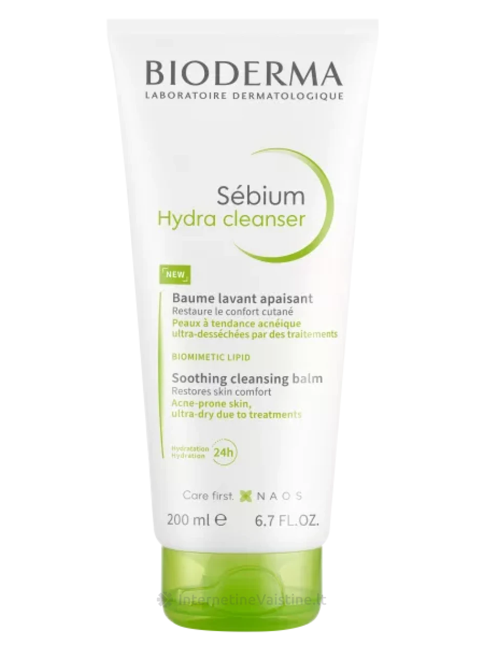 BIODERMA SEBIUM Hydra Cleanser raminantis, prausiantis veido balzamas, 200 ml, Vnt | internetinevaistine.lt