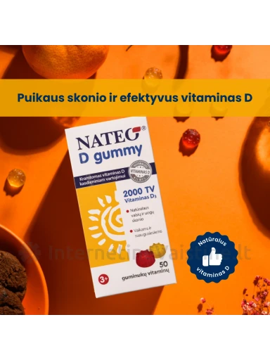 NATEO® D gummy IU2000, 50 guminukų, 50 guminukų | internetinevaistine.lt
