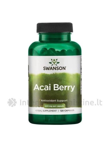 SWANSON, Acai uogų ekstraktas 500MG, 120 kapsulių, N1 | internetinevaistine.lt