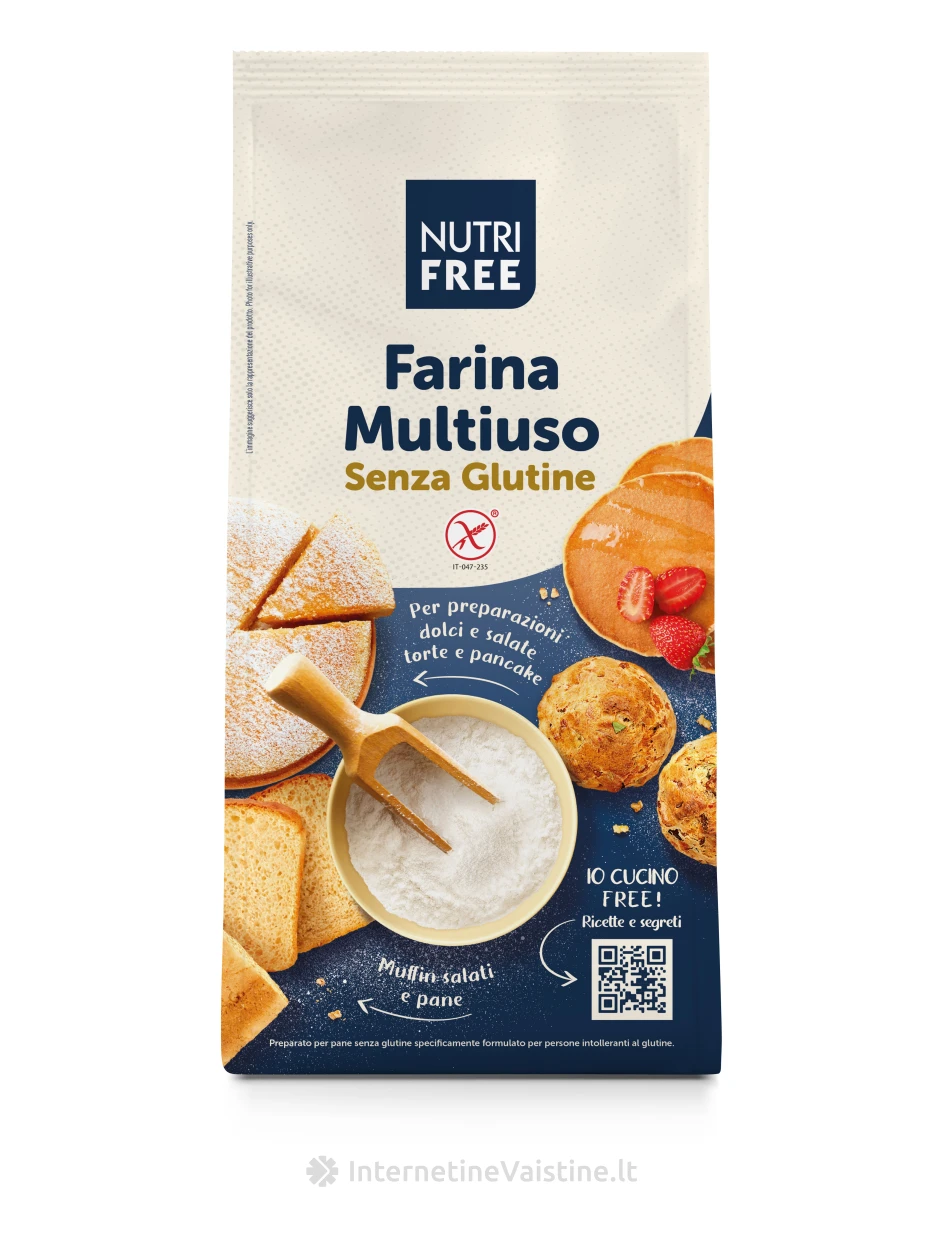 NUTRIFREE FARINA MULTIUSO - universalus miltų mišinys be glitimo, 1kg | internetinevaistine.lt
