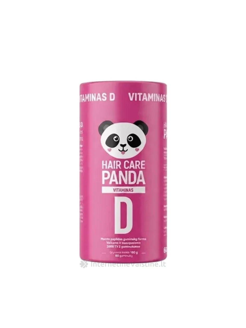 HAIR CARE PANDA Vitamin D, 60 guminukų | internetinevaistine.lt