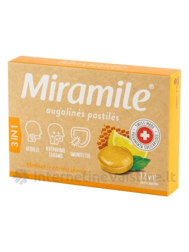 MIRAMILE citrinų ir medaus sk. kiet. past. N12 | internetinevaistine.lt