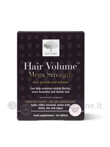 NEW NORDIC HAIR VOLUME MEGA STRENGTH, 60 tablečių | internetinevaistine.lt