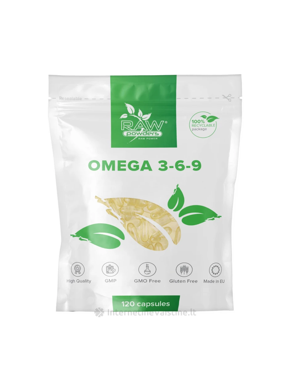 RAW POWDERS Omega 3-6-9 kaps. N120, 120 vnt. | internetinevaistine.lt