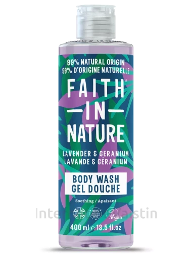 FAITH IN NATURE kūno prausiklis levandų/pelargonijų, 400 ml, Vnt | internetinevaistine.lt