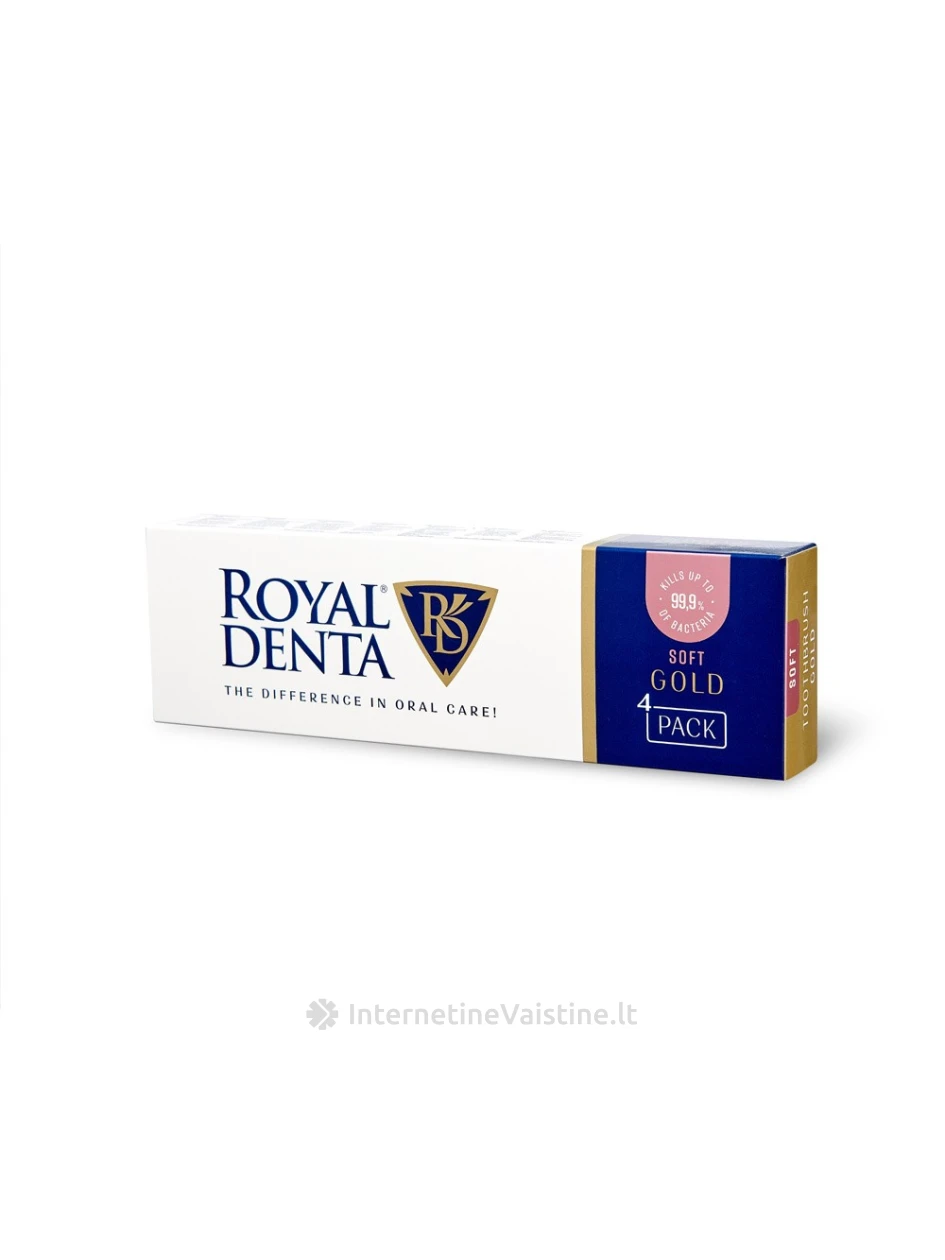ROYAL DENTA dantų šepetėlių rinkinys GOLD SOFT, 4 vnt. | internetinevaistine.lt