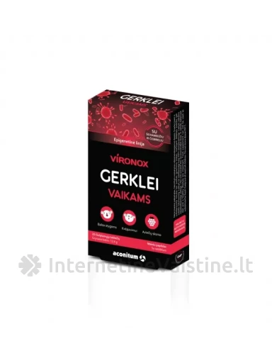 VIRONOX čiulpiamos tabletės vaikams GERKLEI, N20, 20 vnt. | internetinevaistine.lt