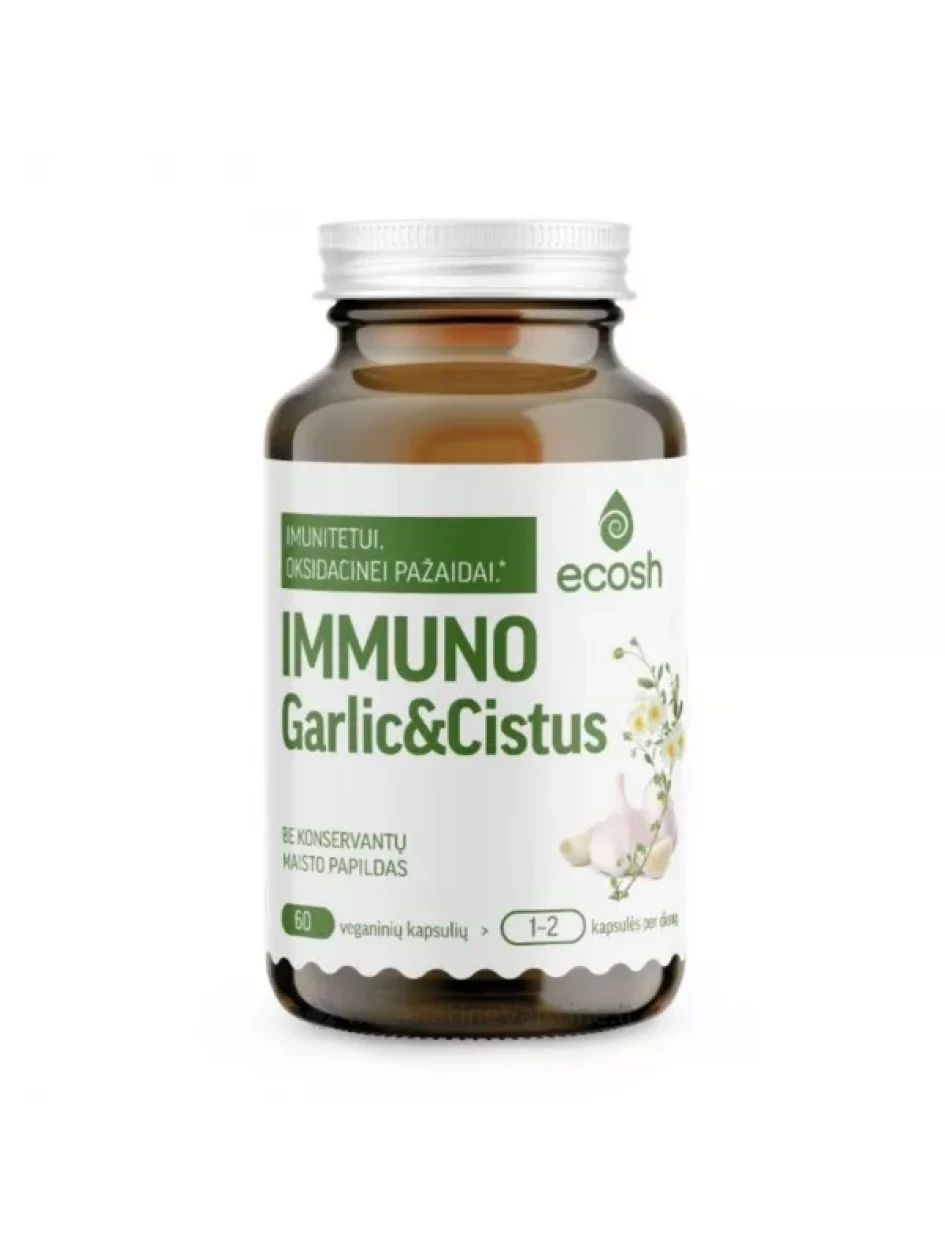 ECOSH maisto papildas IMMUNO GARLIC & CISTUS, 60 kapsulių, 60 kapsulių | internetinevaistine.lt