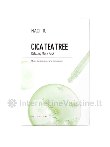 NACIFIC Cica Tea Tree Relaxing Mask atpalaiduojanti lakštinė veido kaukė, 30 g., Vnt | internetinevaistine.lt