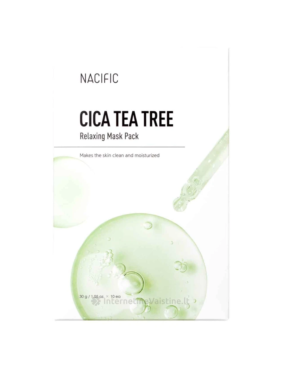 NACIFIC Cica Tea Tree Relaxing Mask atpalaiduojanti lakštinė veido kaukė, 30 g., Vnt | internetinevaistine.lt