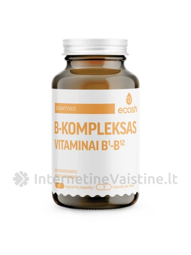 ECOSH bioaktyvus vitaminų B1-B12 kompleksas, 90 kapsulių | internetinevaistine.lt